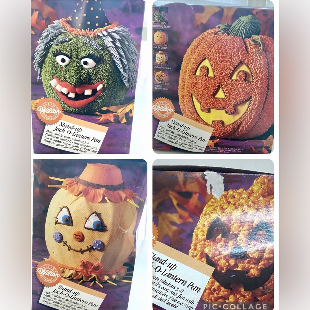 Vintage Wilton's  Jack O Lantern, witch , scarecrow cake pan w/ Instructions